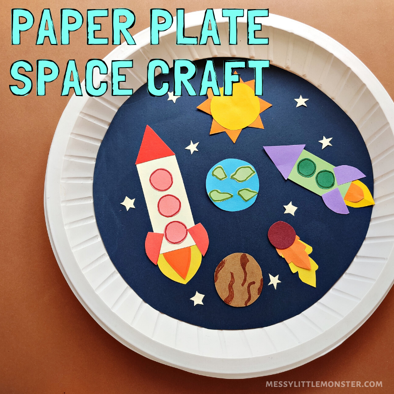 Paper Plate Space Craft for Kids - Messy Little Monster
